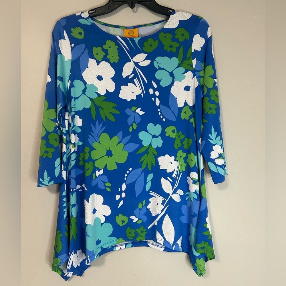 Ruby Rd. Blue and Green Floral Tunic, Size PS